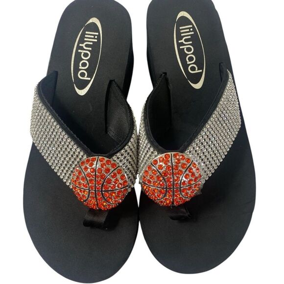 Lilypas Black and Silver Women's Sandals with crystal rhinestones Basket… - Picture 1 of 7